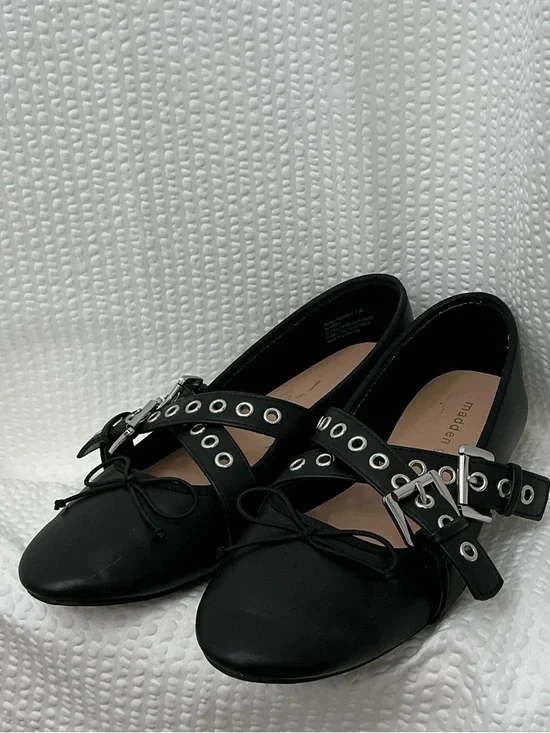 Madden Girl Black Grommet Strap Ballet Flats - Picture 3 of 6